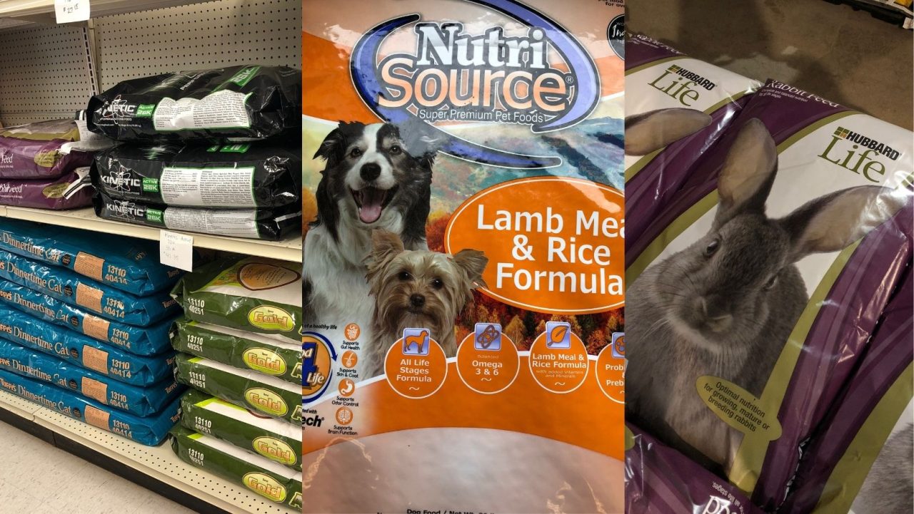 Pet food bags and products